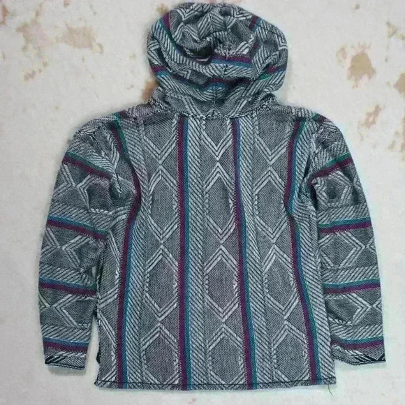 MEXICAN PONCHO Super Soft Hooded Beach Surfer Relaxed Fit Women Small - Picture 9 of 9